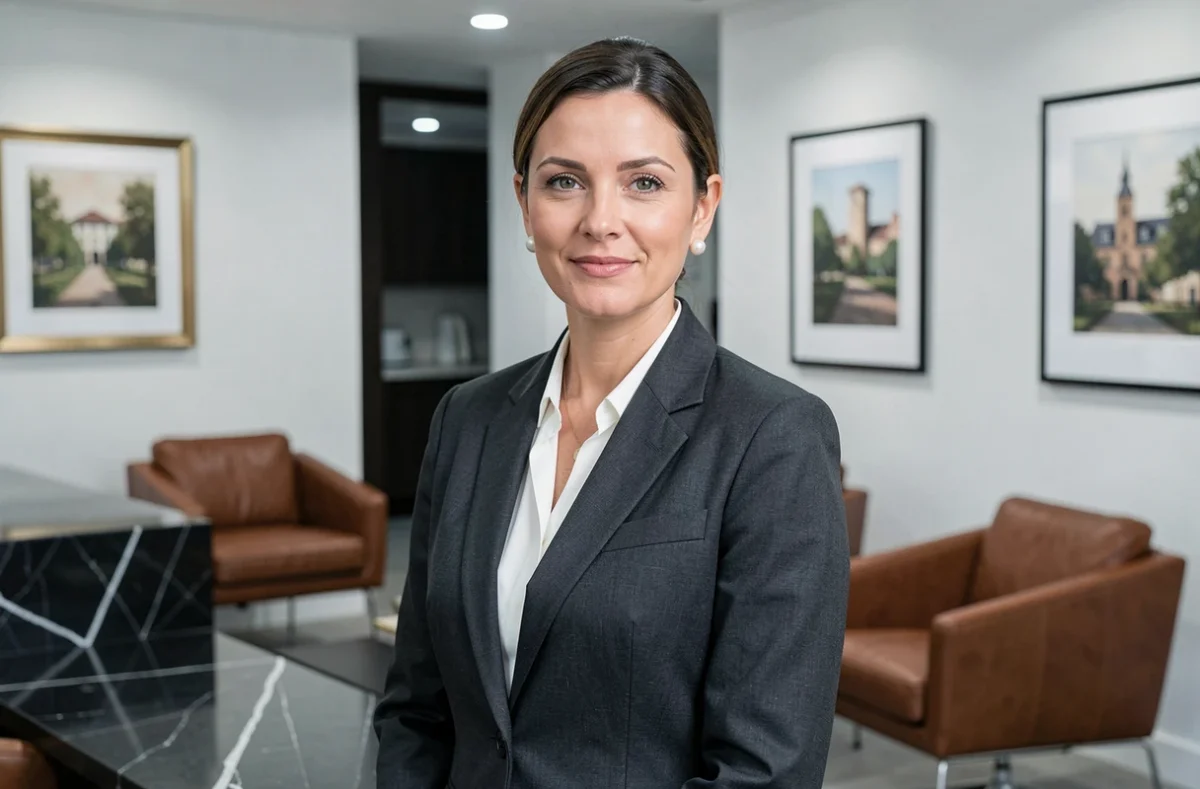 Consultante de Barnes Bordeaux dans un espace d'agence luxueux au design élégant