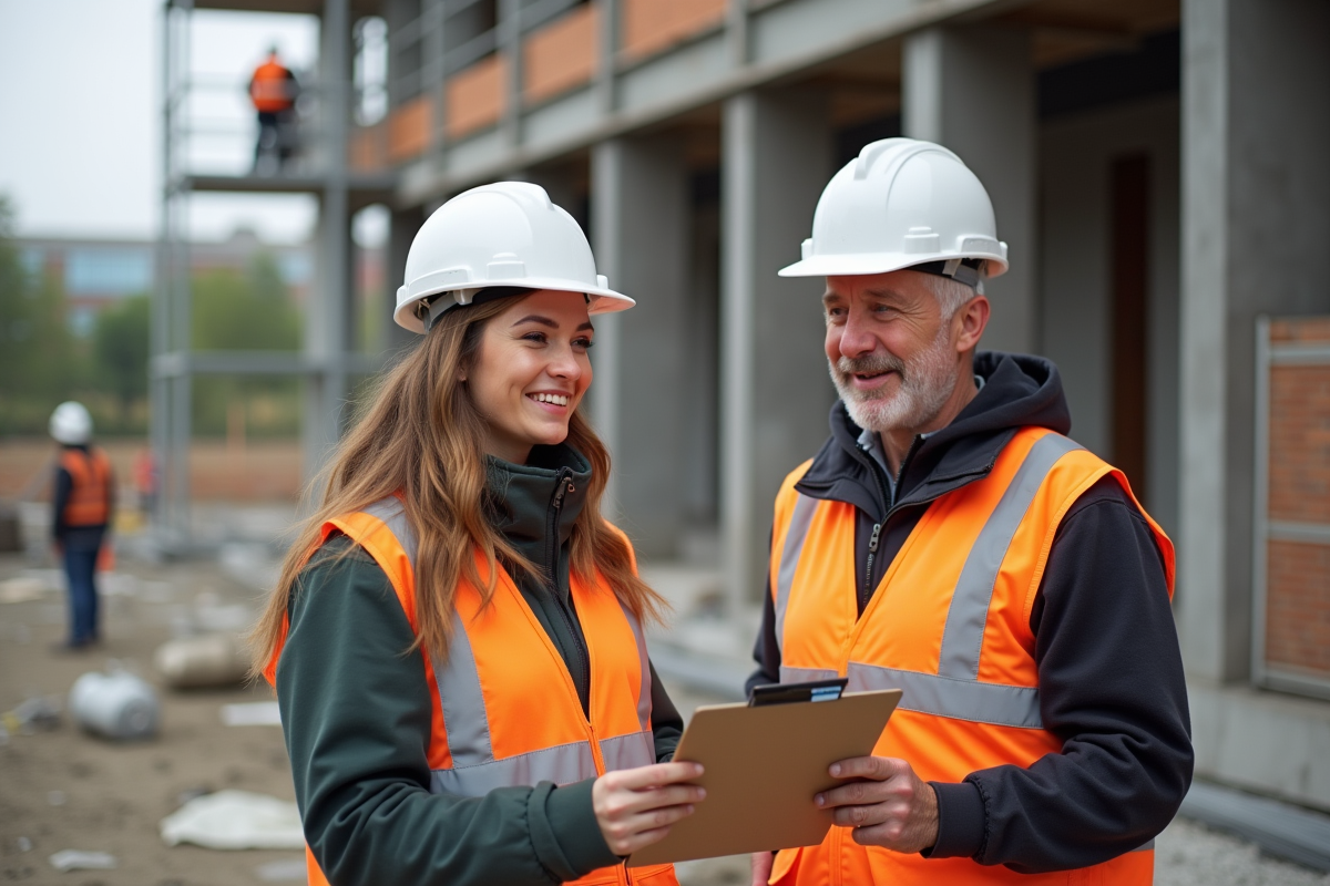 Jeune femme gestionnaire de projet sur un chantier