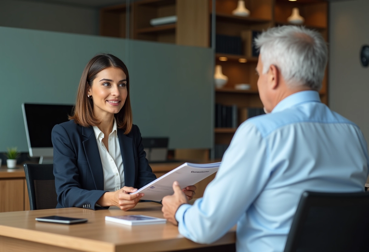 Conseiller bancaire et client parlent d