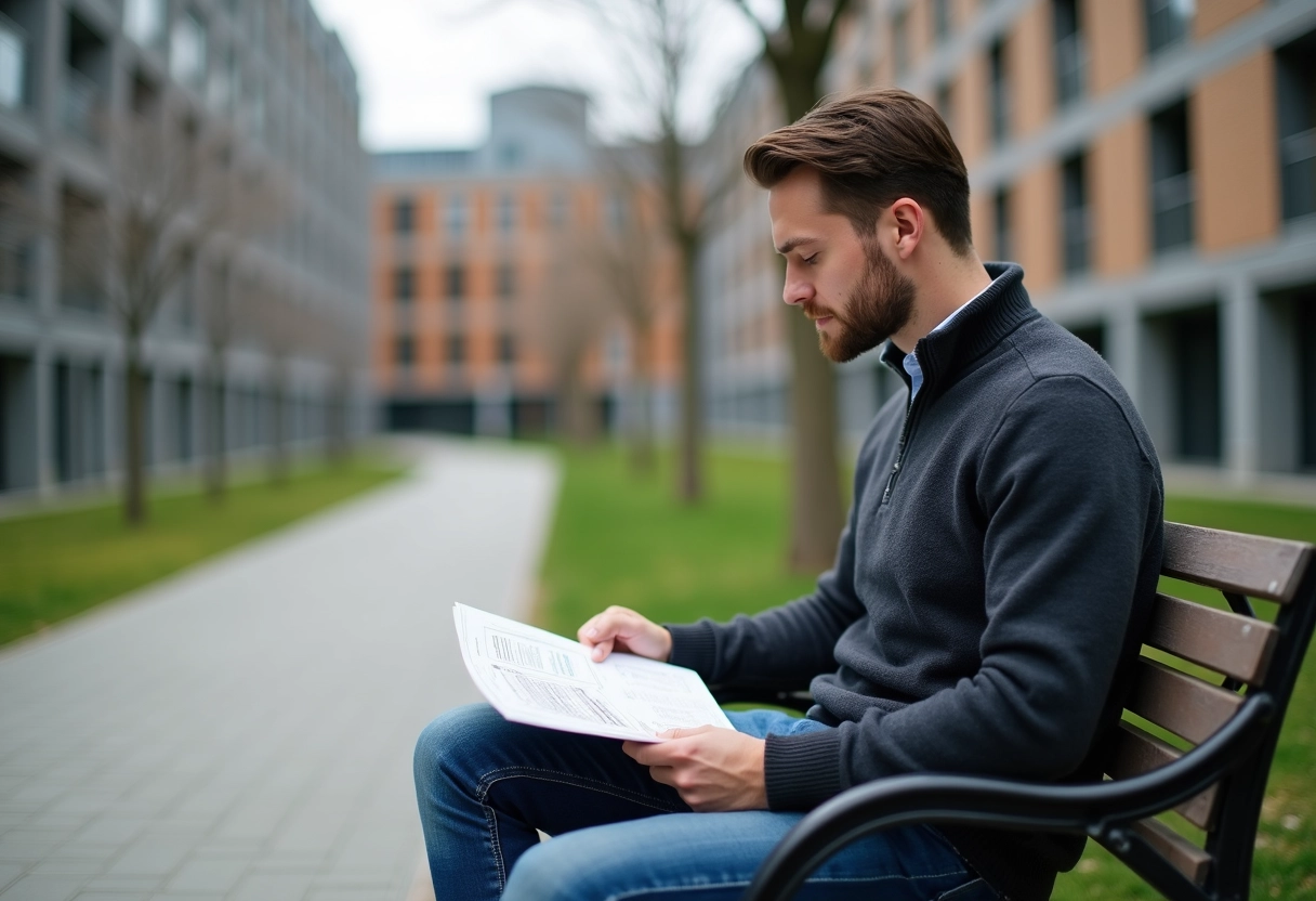 Jeune homme lisant un graphique d