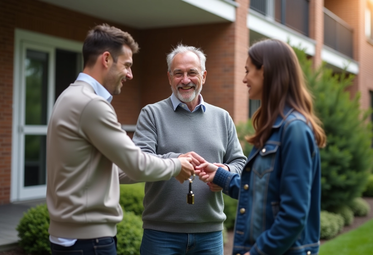 Homme donnant les clés d